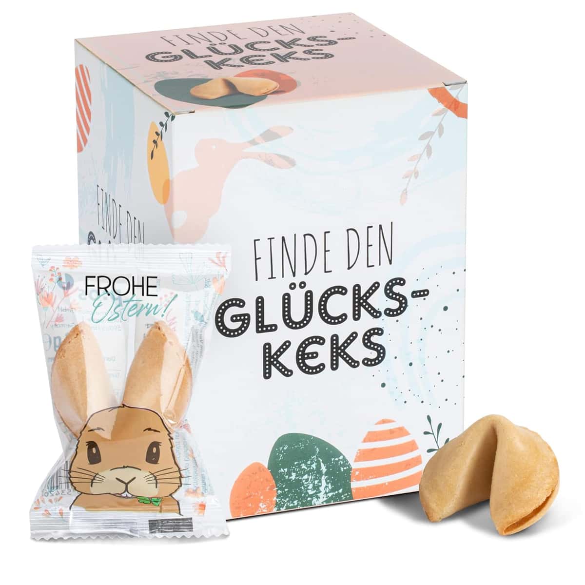 FOOD crew 12x Glückskekse Ostern - Ostersüßigkeiten - Glückskeks Einzeln Verpackt - Glückskekse mit Sprüchen Deutsch - Ostergeschenke
