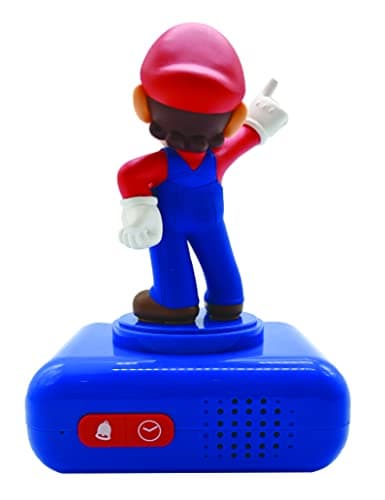 Lexibook, Super Mario, Mario Nightlight Wecker, Sounds und Melodien, hintergrundbeleuchtetes LCD-Display, beleuchtet, Snooze, Blau – Bild 4