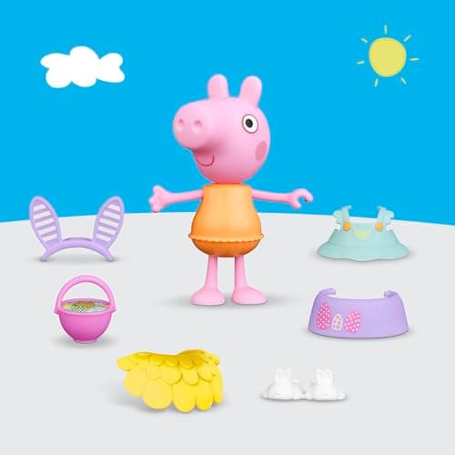 Peppa Pig Peppa Wutz Frühlingszeit Anziehspaß Figur mit 6 Accessories, kinderleicht anziehen, 15 cm Puppe, Vorschulspielzeug für Mädchen und Jungen ab 3 Jahren – Bild 6