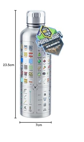 Paladone Minecraft Metall-Trinkflasche - Offiziell lizenziert, auslaufsicher, für heiße & kalte Getränke, mit In-Game-Items – Bild 3
