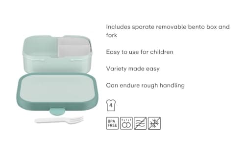 Mepal - Brotdose Kinder Campus - Bento Box Kinder - Brotdose Kinder mit Fächern & Gabel - Meal Prep Box mit Clip-Verschluss - BPA-frei & Spülmaschinenfest - 750 ml - Avengers – Bild 5