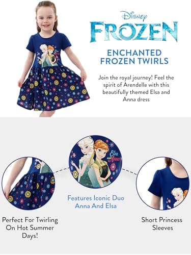 Disney Frozen Kleid Kurzarm Madchen | Prinzessinnen Kleid Mädchen | Kostüm Prinzessin – Bild 6