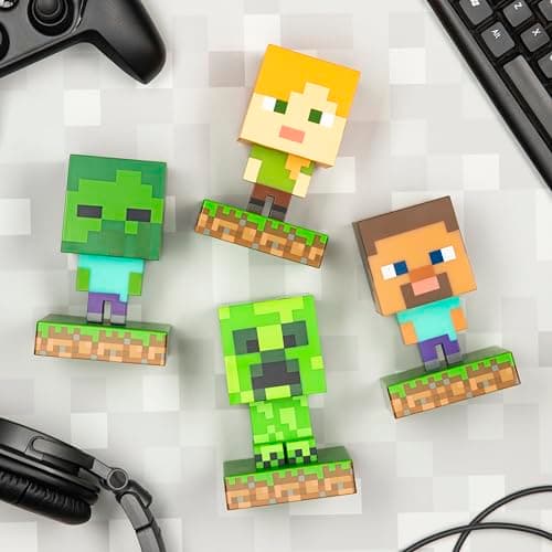 Minecraft Creeper Licht, 3D Lampe - Offiziell lizenziert, Nachtlicht - 12 cm hoch, Batteriebetrieben, Gaming-Raum & Schlafzimmerdeko – Bild 6