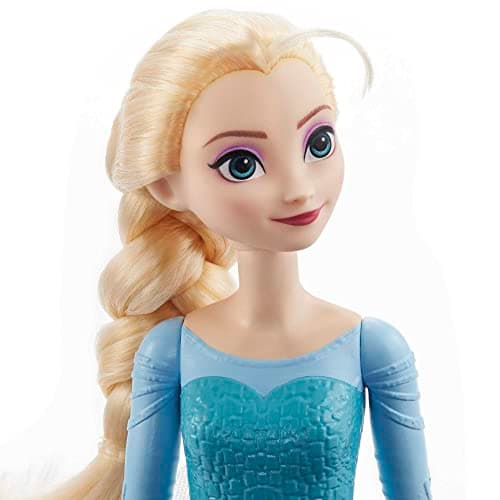 Mattel Disney Die Eiskönigin Elsa Puppe, Die Eiskönigin Puppe, kämmbare blonde Haare, beweglich, ausziehbare Schuhe, Disney Geschenke, Spielzeug ab 3 Jahre – Bild 3