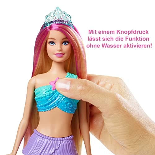 Barbie Dreamtopia Zauberlicht Meerjungfrau Puppe mit blonden Haaren, Barbiepuppe mit Meerjungfrauenschwanz, geeignet als Geschenk für Kinder ab 3 Jahren – Bild 3