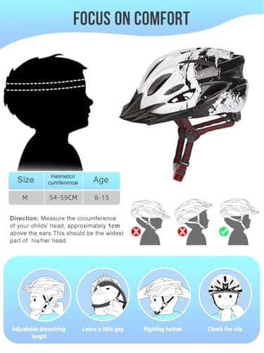 Fahrradhelm Kinder, Verstellbarer Kinderhelm für Jungen und Mädchen im Alter von 3–15 Jahren – Bild 6
