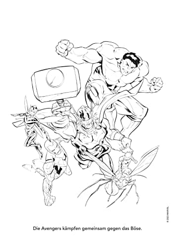 Marvel Avengers: Helden zum Ausmalen: Malblock für Kindergarten-Kinder ab 4 Jahren mit kleiner Abenteuergeschichte – Bild 5