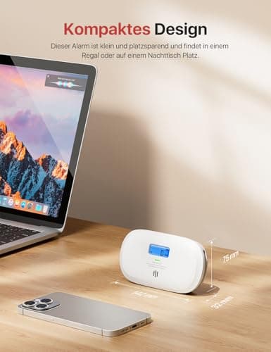 X-Sense Kohlenmonoxid Melder, TÜV Rheinland Zertifiziert, 10 Jahre Sensor, CO Melder mit austauschbarer Batterie und digitalem Display, Kohlenmonoxid-Melder mit Testknopf, XC0C-SR – Bild 6