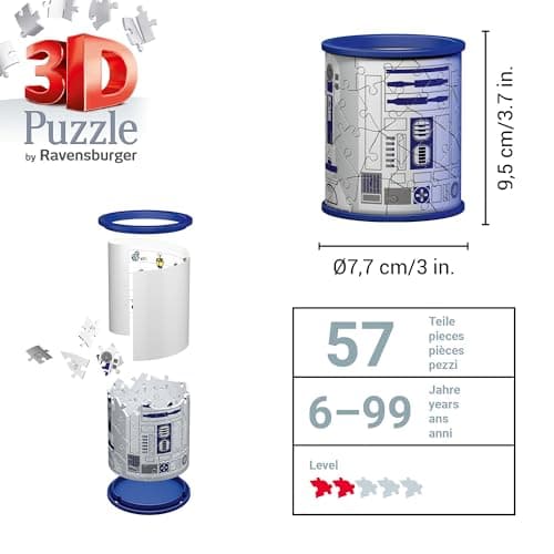 Ravensburger 3D Puzzle - Utensilo Star Wars R2D2 - Stiftehalter für Star Wars Fans ab 6 Jahren, Schreibtisch-Organizer für Erwachsene und Kinder – Bild 3