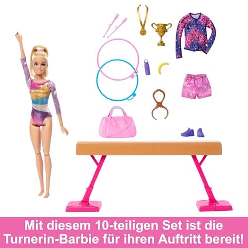 Barbie Turnspaß -Spielset mit Schwebebalken und über 10 thematisch passenden Teilen für siegreiche Geschichten – Bild 2