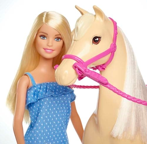 Barbie-Puppe und Pferdespielzeug, Reitzubehör, 1 Puppe und 1 Pferd enthalten, als Geschenk für Kinder ab 3 Jahre geeignet – Bild 3