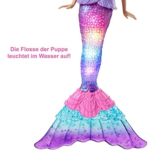 Barbie Dreamtopia Zauberlicht Meerjungfrau Puppe mit blonden Haaren, Barbiepuppe mit Meerjungfrauenschwanz, geeignet als Geschenk für Kinder ab 3 Jahren – Bild 5