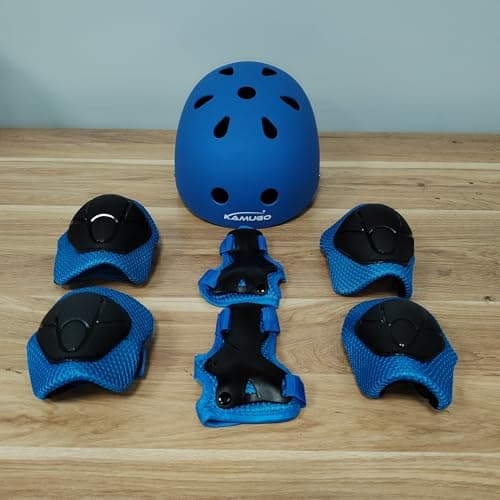 KAMUGO Kinderfahrradhelm, Helm für Kinder von 2 bis 8 Jahren, mit Sportschutzausrüstung, Kniepolstern, Ellenbogenpolstern und Handgelenkpolstern für Roller, Radfahren, Scooter – Bild 2