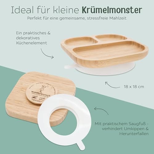 wunderwunsch - Personalisierter Baby Teller mit Saugnapf - Praktisches Kleinkind Zubehör mit Namen - Kinder Teller Rutschfest - Personalisierte Geschenke  – Bild 6