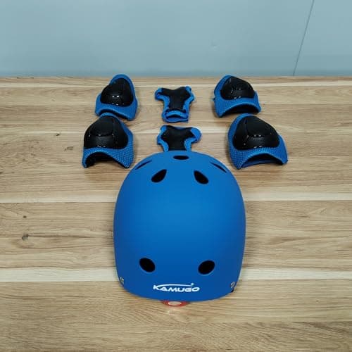KAMUGO Kinderfahrradhelm, Helm für Kinder von 2 bis 8 Jahren, mit Sportschutzausrüstung, Kniepolstern, Ellenbogenpolstern und Handgelenkpolstern für Roller, Radfahren, Scooter – Bild 4