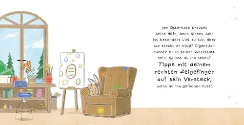 Such den Osterhasen. Ein Oster-Mitmachbuch. Zum Schütteln, Schaukeln, Pusten, Klopfen und sehen, was dann passiert – Bild 4