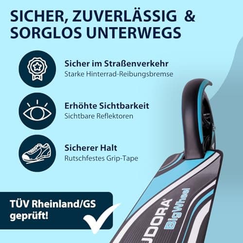 HUDORA BigWheel 205 Scooter - Stabiler Aluminium-Roller - Höhenjustierbarer & zusammenklappbarer Cityroller mit Ständer - Sportlicher Kinderroller – Bild 6