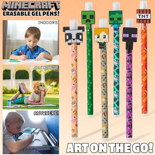 Minecraft Gelschreiber Radierbar 6er-Pack, Löschbare Gel Stifte Set – Bild 5