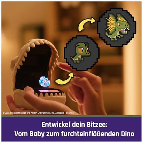 Bitzee Jurassic World – Interaktives Dino-Spielzeug im T-Rex-Design, mit 25 virtuellen Dinosauriern, Battle Modus und Spielen – Bild 3