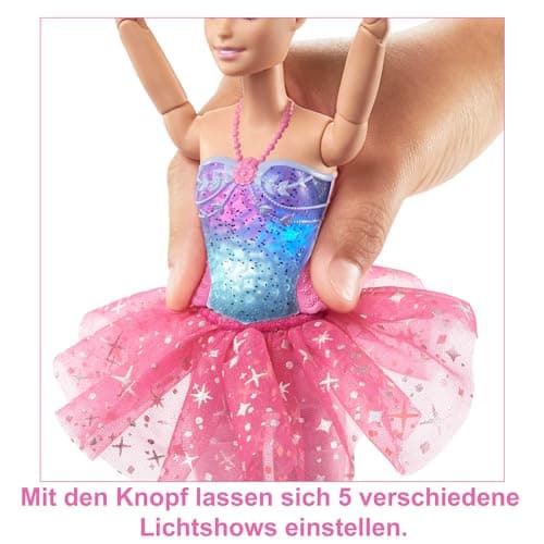 Barbie Dreamtopia Zauberlicht Ballerina Puppe, mit rosa Tutu und blonden Haaren, 5 Licht- und Soundeffekte, Bewegliche Barbie, ab 3 Jahren – Bild 4