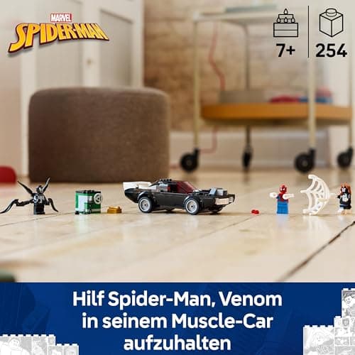 LEGO | Marvel Spider-Man Mech vs. Venom Muscle Car - Auto Spielzeug mit 3 Superhelden Minifiguren - Modellauto mit Shootern  – Bild 4