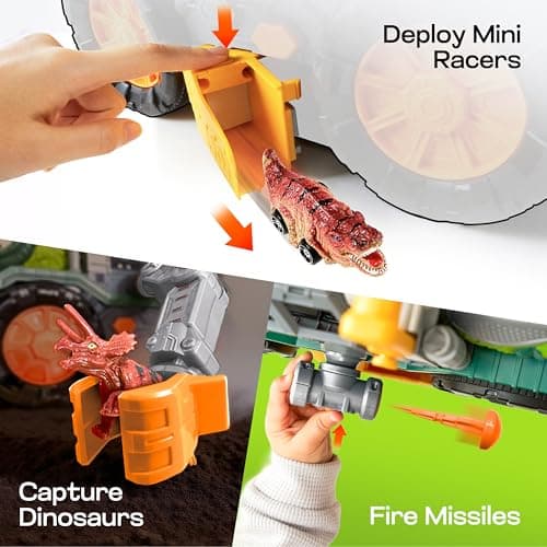 Dinosaurier Spielzeug Großer Dino-Monstertruck mit T-Rex & Figuren | Mit Abschussfunktion, Kran & Tunnel | Geschenk für Jungen 2-4 Jahre  – Bild 6
