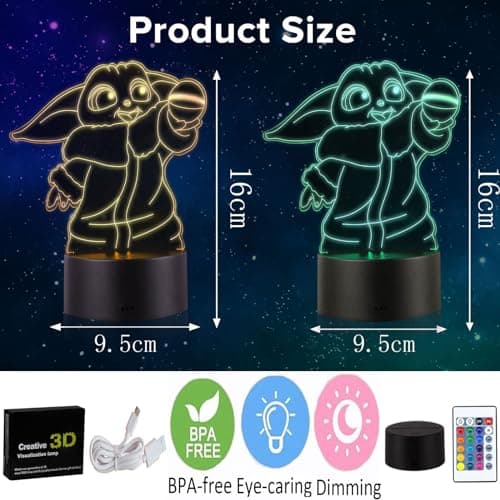 Fantasy Figure Lampe-3d Led Acrylic Nachtlicht 16 Farben Wechselnde Touch Mit Fernbedienung,Dekorative Lichter Für Kinderzimmer – Bild 2