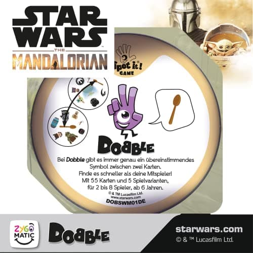 Zygomatic, Dobble Star Wars: The Mandalorian, Familienspiel, Kartenspiel, 2-8 Spieler, Ab 6+ Jahren, 15+ Minuten, Deutsch – Bild 3