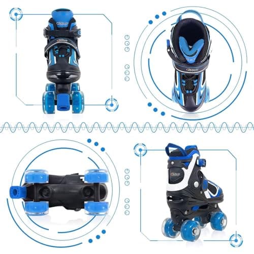 Nattork Kinder Rollschuhe für Jungen Mädchen, 4 Größen Verstellbare Quad Skates – Bild 3