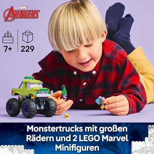 LEGO ǀ Marvel Hulk-Truck vs. Thanos - Kreatives Superhelden Spielzeug - Avengers Fahrzeug und Minifiguren - Monstertruck für Spielspaß  – Bild 4