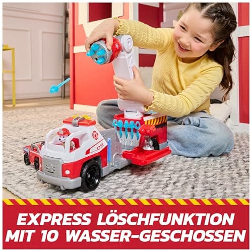 PAW PATROL – Fire Rescue Marshalls Deluxe Feuerwehr-Truck mit actiongeladener Löschfunktion, 50 cm lang, mit Marshall-Figur, kleinem Feuerwehrauto, Licht- und Soundeffekten, für Kinder ab 3 Jahren – Bild 6