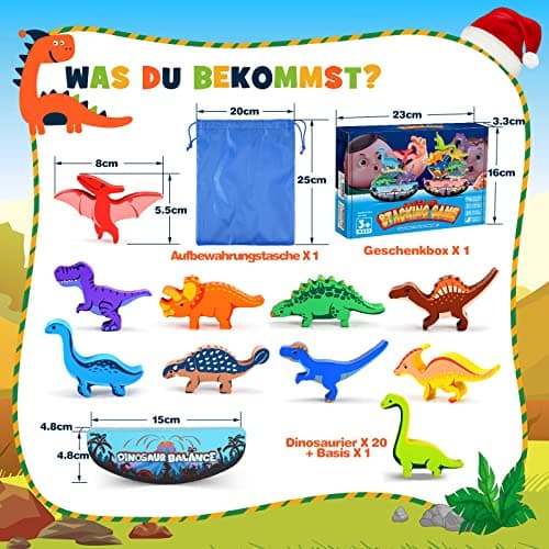 Dinosaurier-Stapelspielzeug aus Holz, Montessori Spielzeug – Bild 5