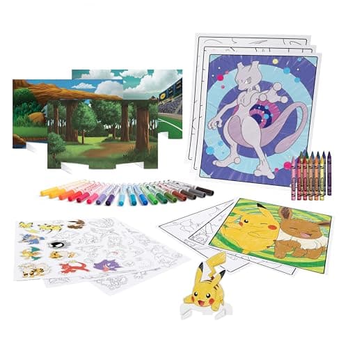 CRAYOLA - Pokémon 5-in-1 Kreativset, mit Ausmalblättern, Markern, Buntstiften, Aufklebern, 60 Stück – Bild 5