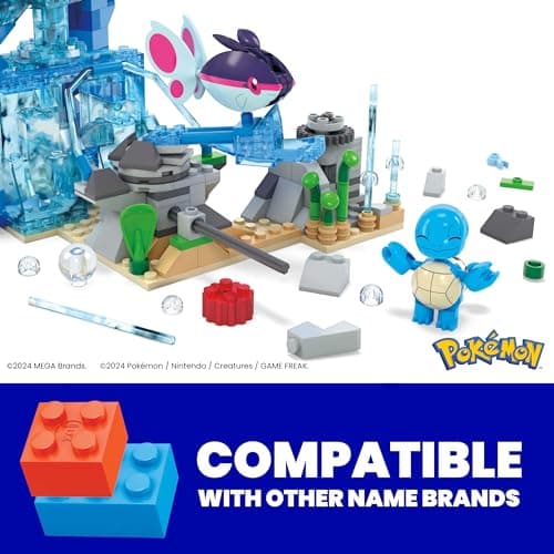 MEGA Pokémon Actionfigur-Bauspielzeug, Wasserabenteuer mit 319 Teilen und beweglichem Schiggy, Enton und Finneon – Bild 5