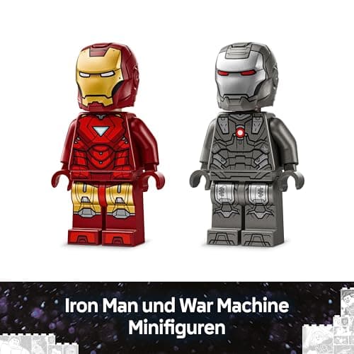 LEGO ǀ Marvel Iron Man & War Machine vs. Hammer Drones - Building Toy with 2 Minifigures & 2 Action Figures with Stud Shooters  – Bild 6