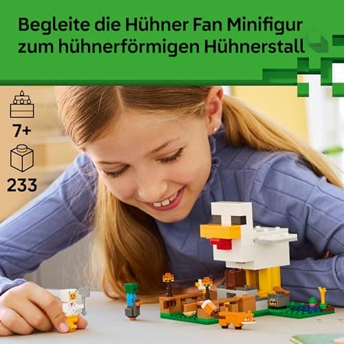 LEGO Minecraft Hühnerfarm - Spielzeug zum Bauen mit Hühner Fan Minifigur, Baby Zombie und Fuchs Figuren - Set mit Minecraft Figur – Bild 4