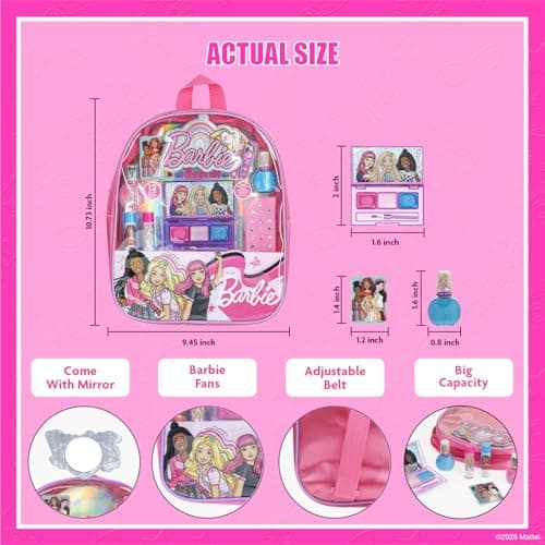 Barbie Make-up gefüllt Rucksack Set, einschließlich Lippenbalsam, Nagellack, Nagelfile, Haarbögen anderes Zubehör, Alter 3+  – Bild 4