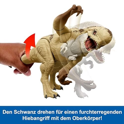 Mattel Jurassic World: Die Wiedergeburt Bösewicht Dino Doppelattacke Dinosaurier-Actionfigur, 56 cm, mit 2 Angriffsaktionen, originalgetreu, digitales Spiel – Bild 3