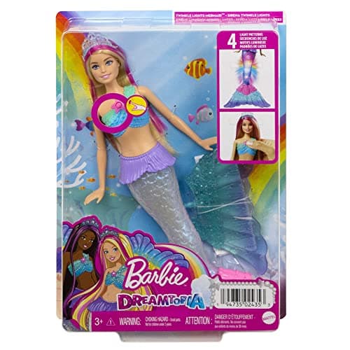 Barbie Dreamtopia Zauberlicht Meerjungfrau Puppe mit blonden Haaren, Barbiepuppe mit Meerjungfrauenschwanz, geeignet als Geschenk für Kinder ab 3 Jahren – Bild 6