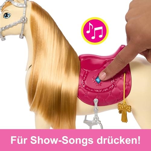 Barbie Spielzeugpferd mit Geräuschen, Musik und Zubehör, inspiriert von Barbie Mysteries: Das geheimnisvolle Pferdeabenteuer“ Pferd kann sich bewegen, tanzen und mit den Augen blinzeln – Bild 5