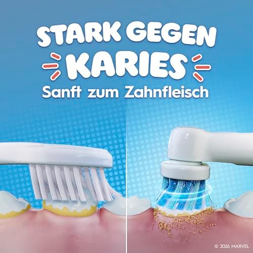 Oral-B Pro Kids Spiderman Elektrische Zahnbürste für Kinder ab 3 Jahren — Inkl. 1 Aufsteckbürste & Zahnbürsten-Sticker, Reise-Etui, Blau/Rot – Bild 4