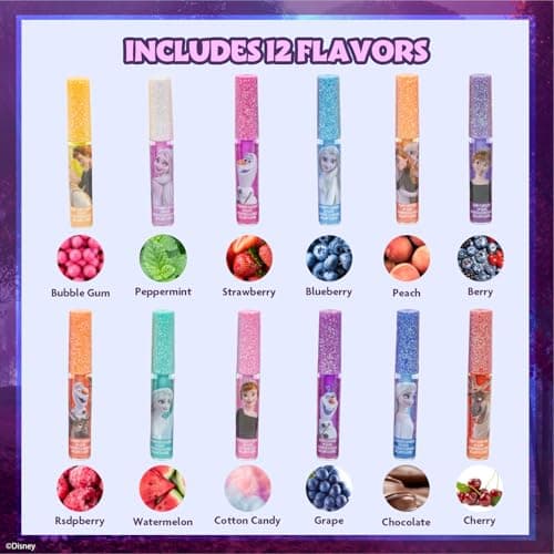 Disney Frozen 12-teiliges set, pflanzenbasierter Lipgloss, erstes Makeup-Set für Mädchen, perfekt für Partys, Pyjamapartys und Geburtstagsgeschenke, ab 3 Jahren – Bild 2