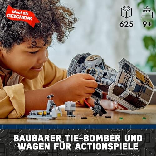 LEGO Star Wars TIE Bombe Spielzeug mit Darth Vader Minifigur mit Lichtschwert und Gonk-Droide, Starfighter Modell – Bild 4