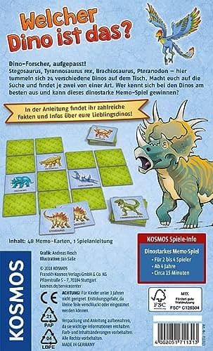 KOSMOS 711313 Welcher Dino ist das? Dino Memo Spiel für Kinder ab 4 Jahre, Kinderspiel für 2-4 Spieler, ideal als Reisespiel – Bild 3