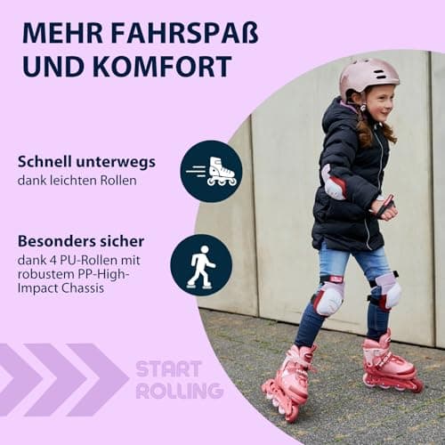 HUDORA Inline Skates Mia/Leon - Inliner für Kinder/Jugendliche  in versch. Größen & Farben - Roller Skates bis zu 4 Größen verstellbar – Bild 2