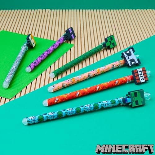 Minecraft Gelschreiber Radierbar 6er-Pack, Löschbare Gel Stifte Set – Bild 2