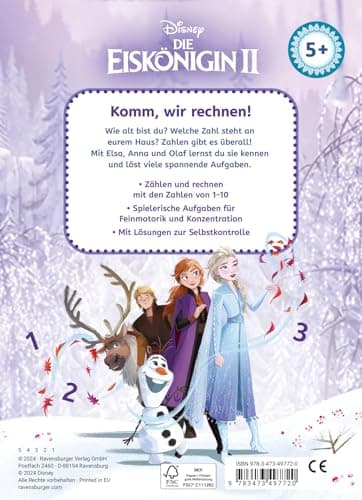 Disney Die Eiskönigin 2 Mein Vorschulblock Zählen und Rechnen - Konzentration, Erstes Rechnen, Rätseln für Kinder ab 5 Jahren – Bild 2