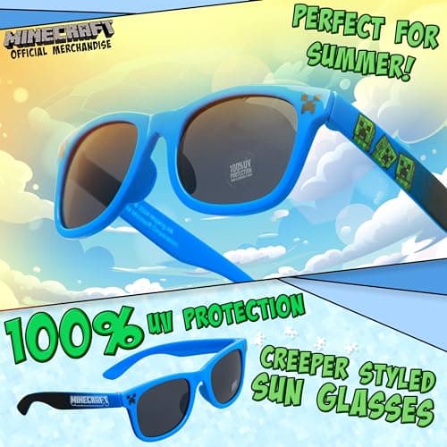 Minecraft Basecap Kinder Jungen Set Snapback Cap Kinder und Sonnenbrille UV Schutz - Creeper  – Bild 3