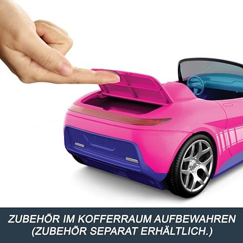 Hot Wheels Barbie Spielzeugauto, ferngesteuertes pinkfarbenes Cabrio, Platz für 2 Barbie-Puppen und Kofferraum lässt sich zum Aufbewahren von Zubehör öffnen – Bild 5