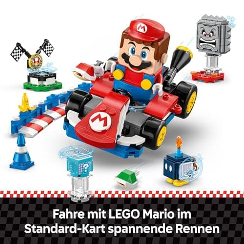 LEGO Mario Kart - Interaktiver Mario & Standard-Kart - Nintendo Spielzeug - Spiel Rennstrecke mit Auto, 3 Figuren, Podium & Barrieren - Gamer Geschenk für Jungen & Mädchen ab 7 Jahren – Bild 6